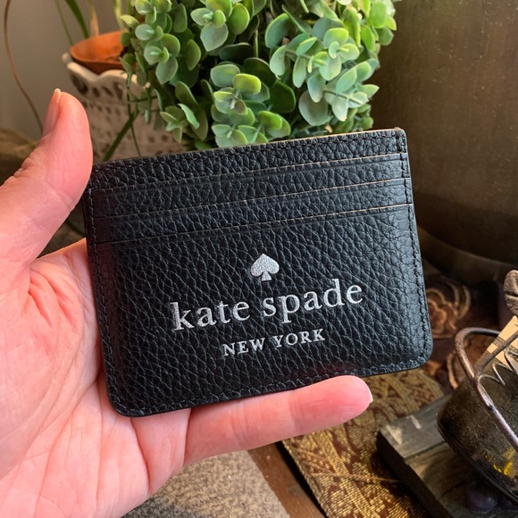 Authentic KATE SPADE Leather glitter logo card case - Picture 2 of 7